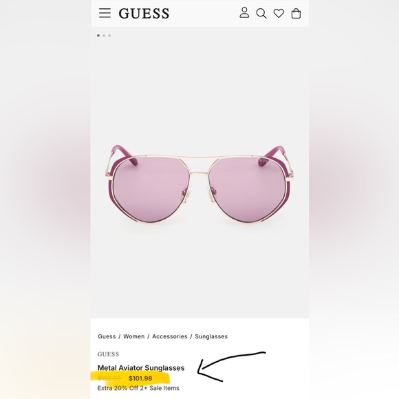 Guess Pink Aviator Sunglasses - Picture 8 of 8